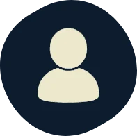 Generic user profile icon in cream color on navy blue circle