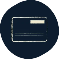 Generic folder or debit card icon in cream color on navy blue circle