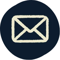 Email envelope icon in cream color on navy blue circle